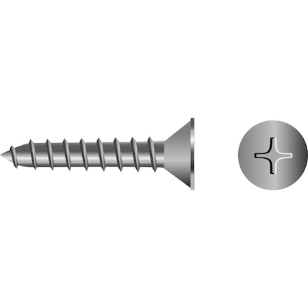 Thread Forming Screw, #14 X 1-3/4 In, 18-8 Stainless Steel Flat Head Phillips Drive